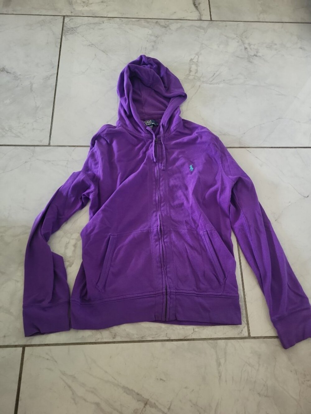Polo Ralph Lauren Hoodie Thermal Waffle Hood Hoodie  Pony Vintage Zip Up Large